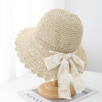 French Straw Hat Women's Summer Seaside Beach Sun Hat Foldable Large Brim Sun Protection Sunshade Hat Female Casual Foldable