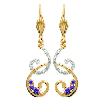 [N6985] - Gold Plated Sleepers 'Anastacia' Golden Amethyst - 24x12 Mm
