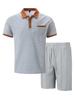 Men's Summer 2026 Lapel Waffle Knit Quick-Dry Short Sleeve Shorts Set