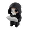 Durable 3D Print Skull Dark Style Halloween Ornament, Mini Printed Hooded Black And White Decor Compact Exquisite Details Sculpture, for Desk