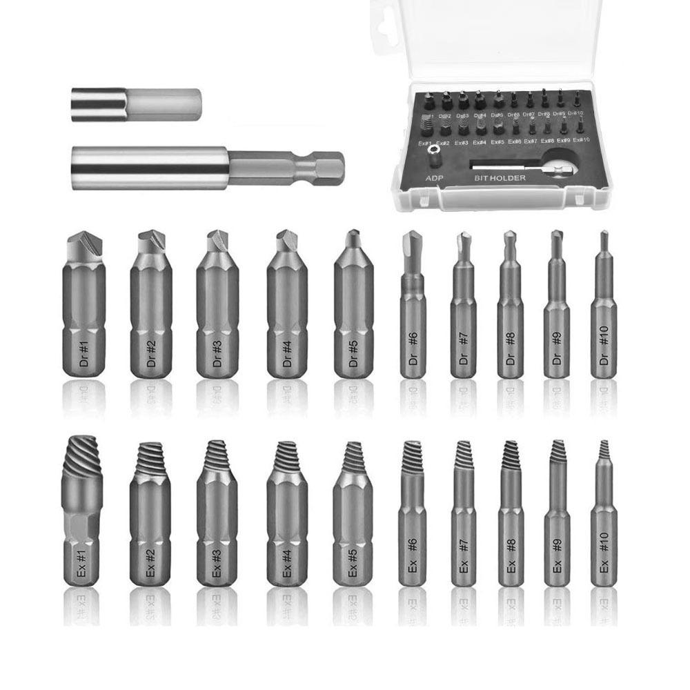 

22Pcs Magnetic Extension Screw Extractor Set Broken Head Stripped Damaged Screw Extractor Easily Take Out Drill Bit Extractor