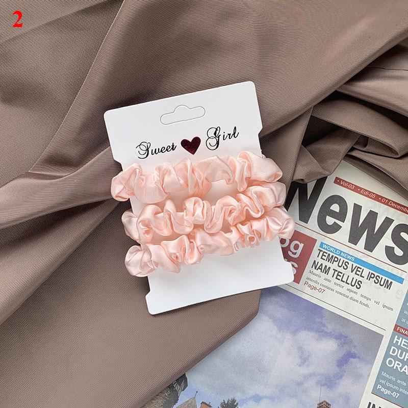 3 Stück/Set Satin Scrunchies Einfarbig Haarseil Koreanischer Pferdeschwanzhalter Haargummis Kopfschmuck Weiches Elastisches Haarband Haaraccessoires