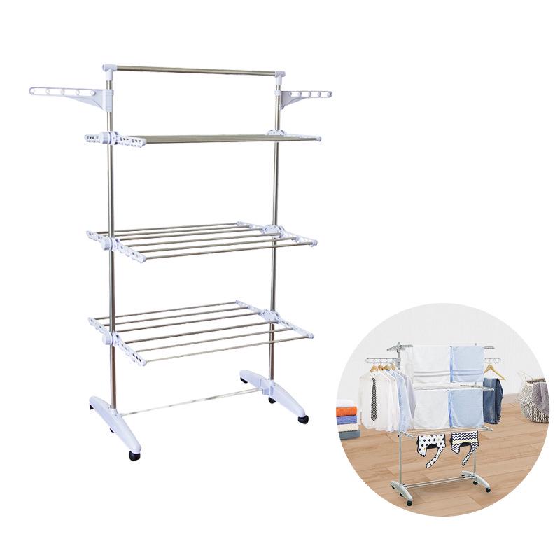 Multi-Functional Wing-Shaped Folding Clothes & Diaper Drying Rack - Mobile Stainless Steel Floor Rack
