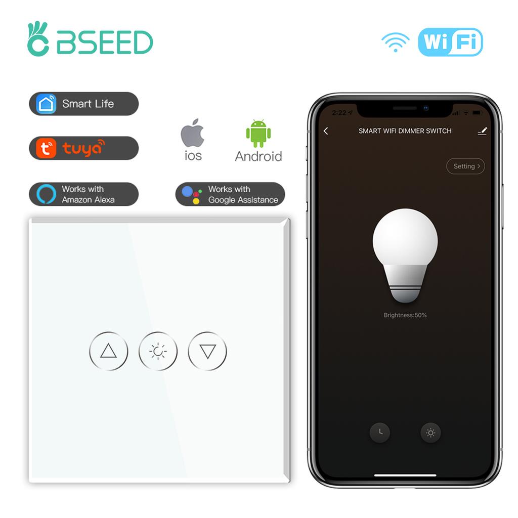BSEED Wifi Stmívací Spínače 1pólový Chytrý Dotykový Spínač Nahoru Dolů Tuya Smart Life Aplikace Alexa S EU Zásuvkou USB Porty Type-c