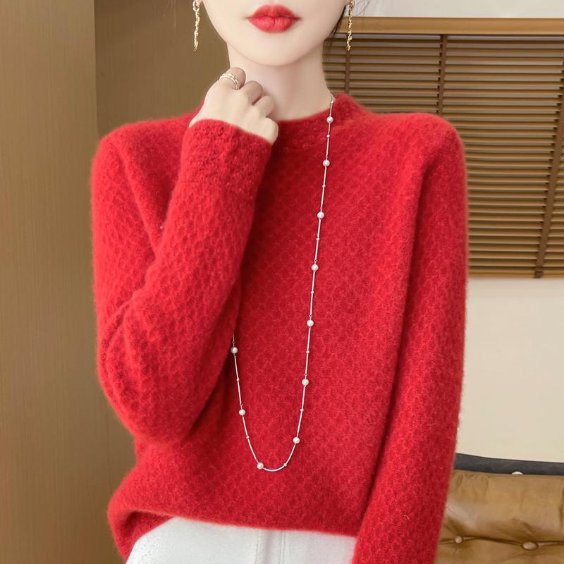 Women's Cashmere Sweater Qinghe Cashmere 30% Cashmere 70% Wool Autumn and Winter Pullover Warm and Fashionable