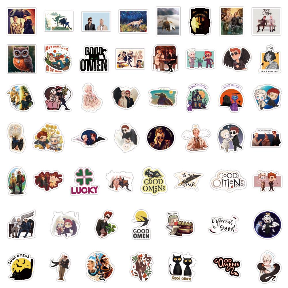 60 Waterproof Good Omens Cartoon Stickers for Decoration: Perfect for Water Cups, Stationery, and Computers