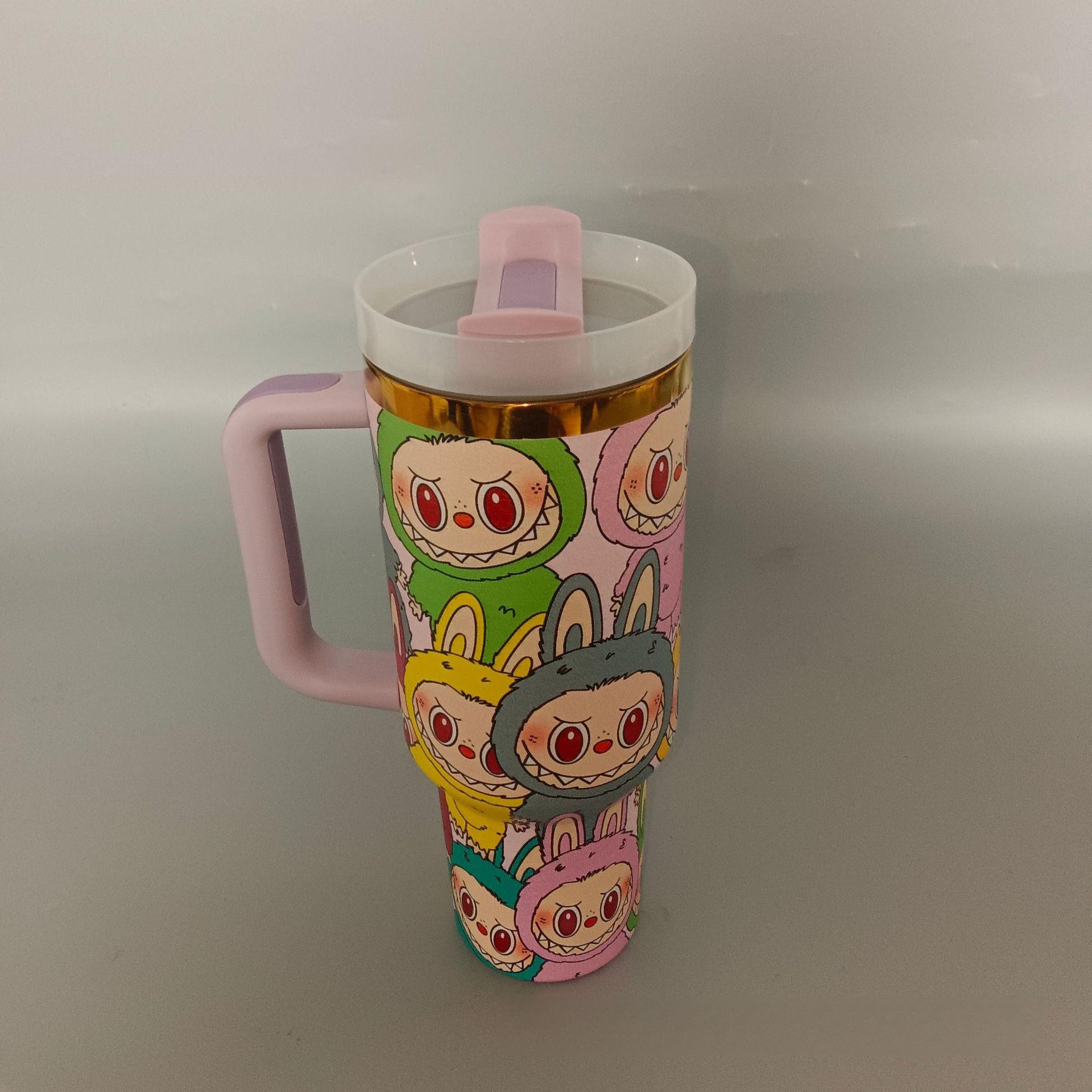Мультяшная кружка Bingba, термокружка большой вместимости, нержавеющая сталь 304, с соломинкой, автомобильная кружка 40oz