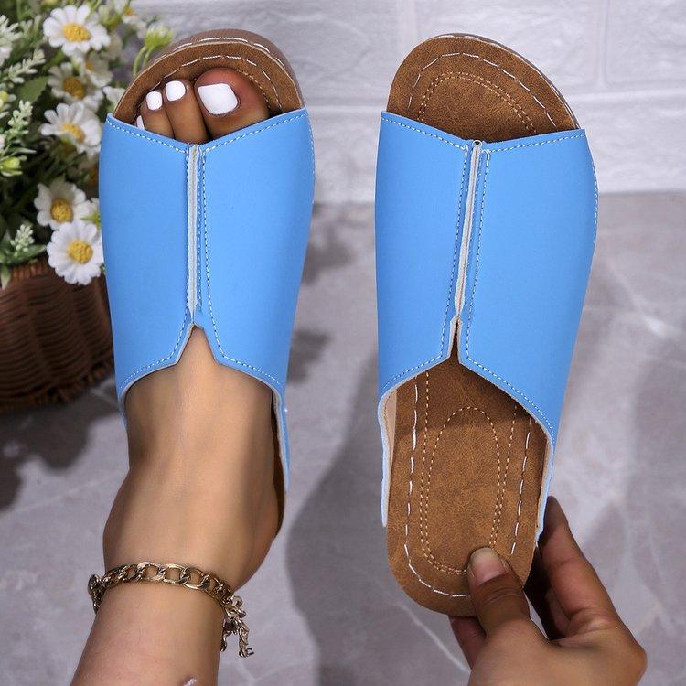

Ladies summer slope heel platform slippers casual fashion simple fish mouth height 43 королівський синій колір