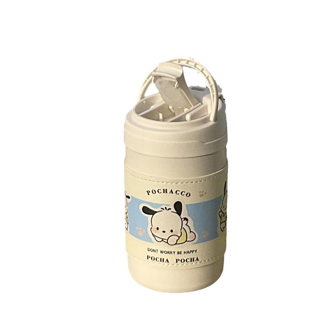 Isolierbecher aus Edelstahl mit großem Fassungsvermögen und Strohhalm - Niedliches Welpendesign für Mädchen und Studenten, tragbar und stilvoll.