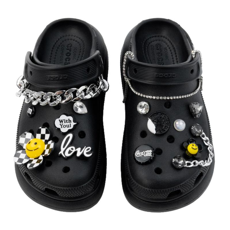 Crocs EVA Puppet Prank Puff Casual Comfortable Versatile Gift Bag Hole Shoes Unisex Black