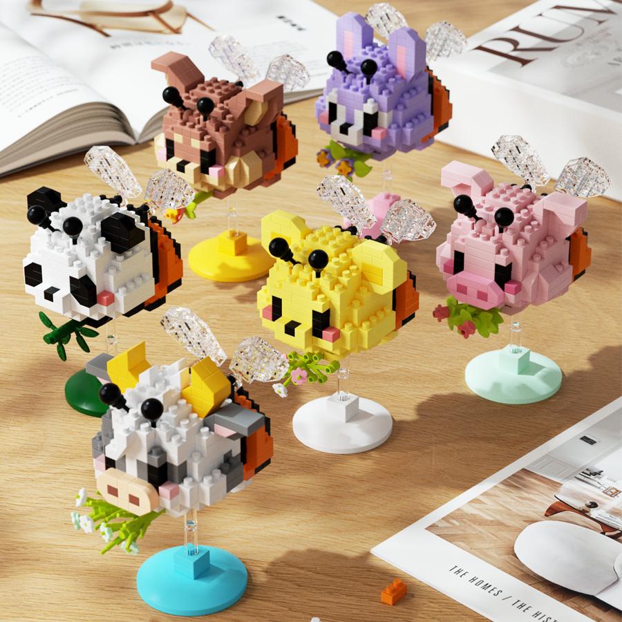 Cute Ornaments Mini Bee Series Pet Models Micro Blocks Educational Toys for Kids Building Blocks Plastic Toys Gift Sets