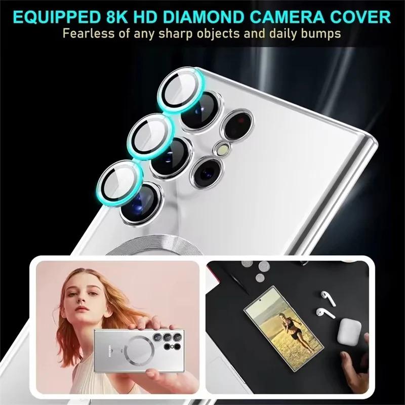 Transparent Plating Phone Case For For Samsung S26 S25 S24 S23 Ultra S22 Plus S21 FE Lens Protection Wireless Charging Cover