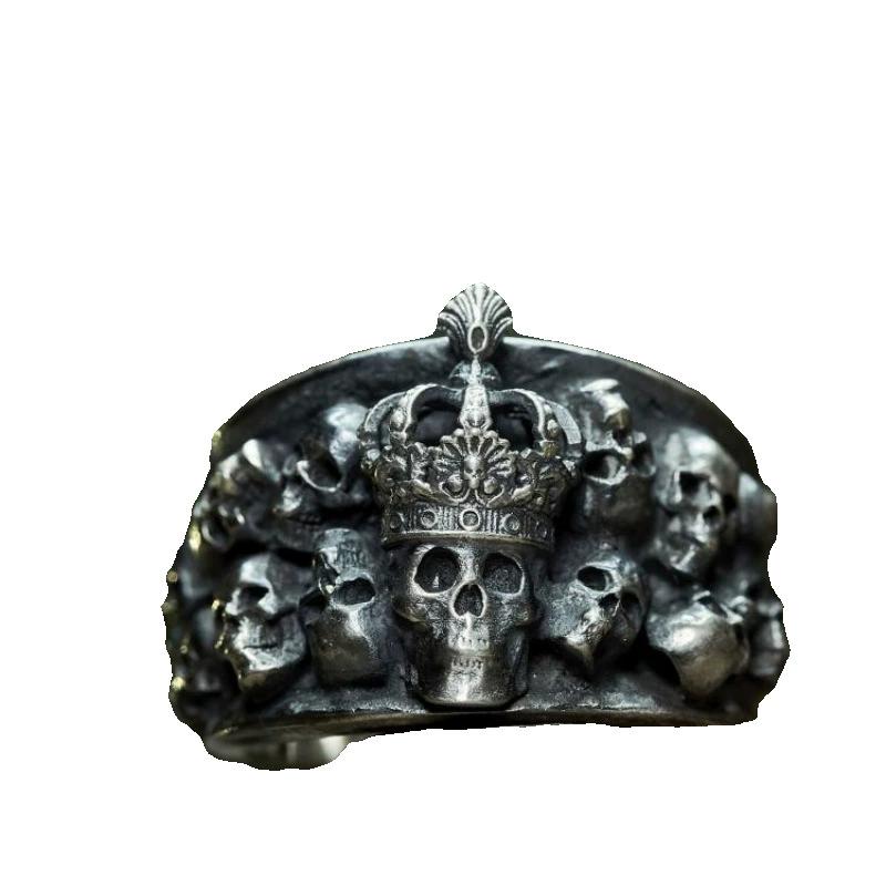 Punk Thai Silver Dark Skeleton Skull Open Rings For Men Women Hip Hop Fashion New Jewelry Gift Party Rock Anillos
