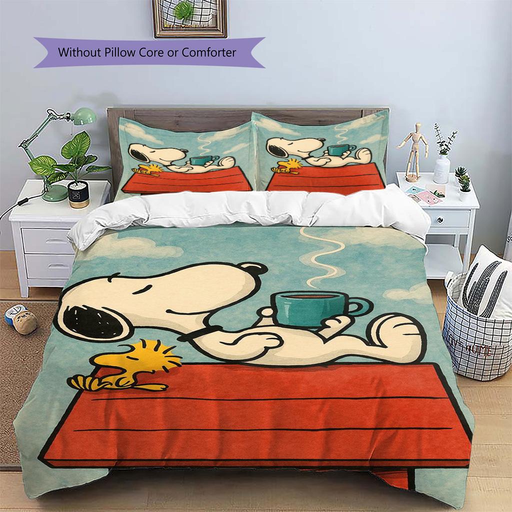 Snoopy Sitting and Counting Money – A Comfortable and Warm Bedding Set, The Perfect Choice To Decorate Your Bedroom.