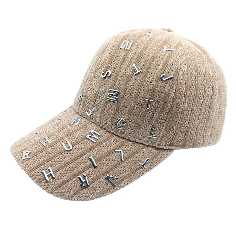 

Trendy Women Sun Hat Baseball Cap with Hard Shell Metal Letter Studs for Daily хаки