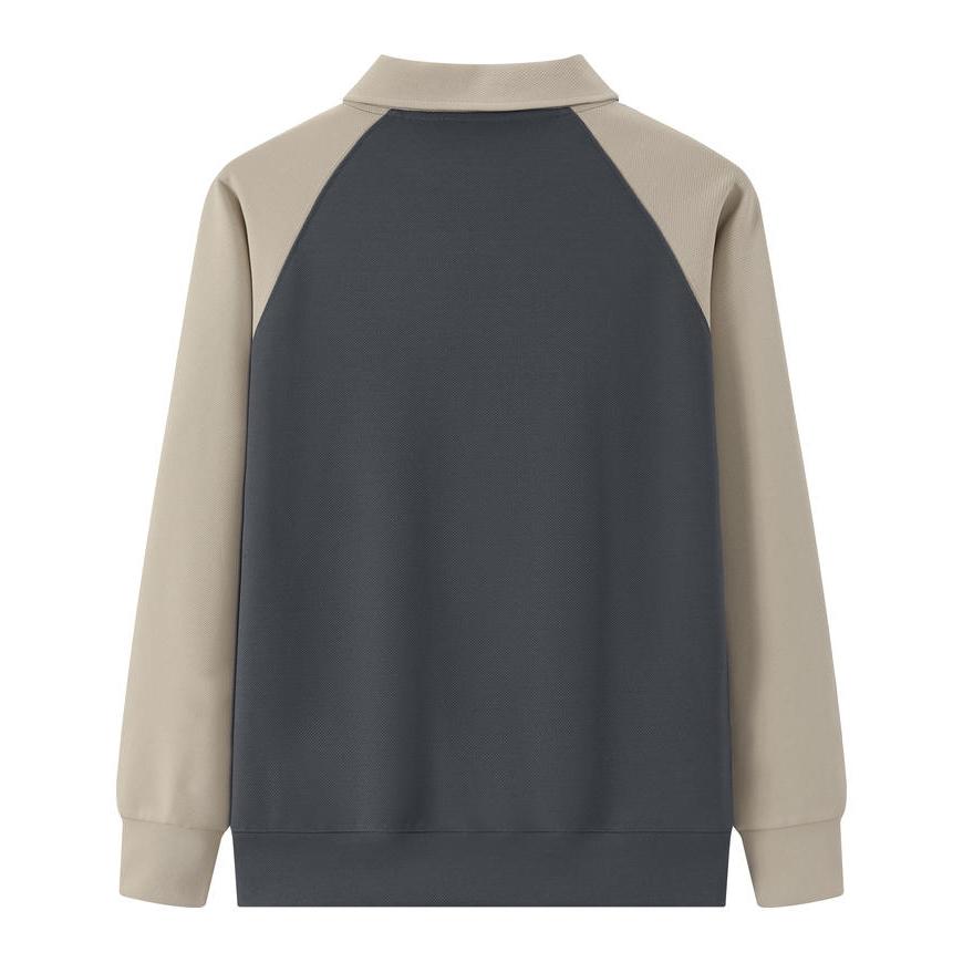 Business Casual Outdoor POLO Sweater Autumn Color Block Lapel Long Sleeved Hoodie Couple's Outfit Men's and Women's Fashionable Hoodie Boutique Top