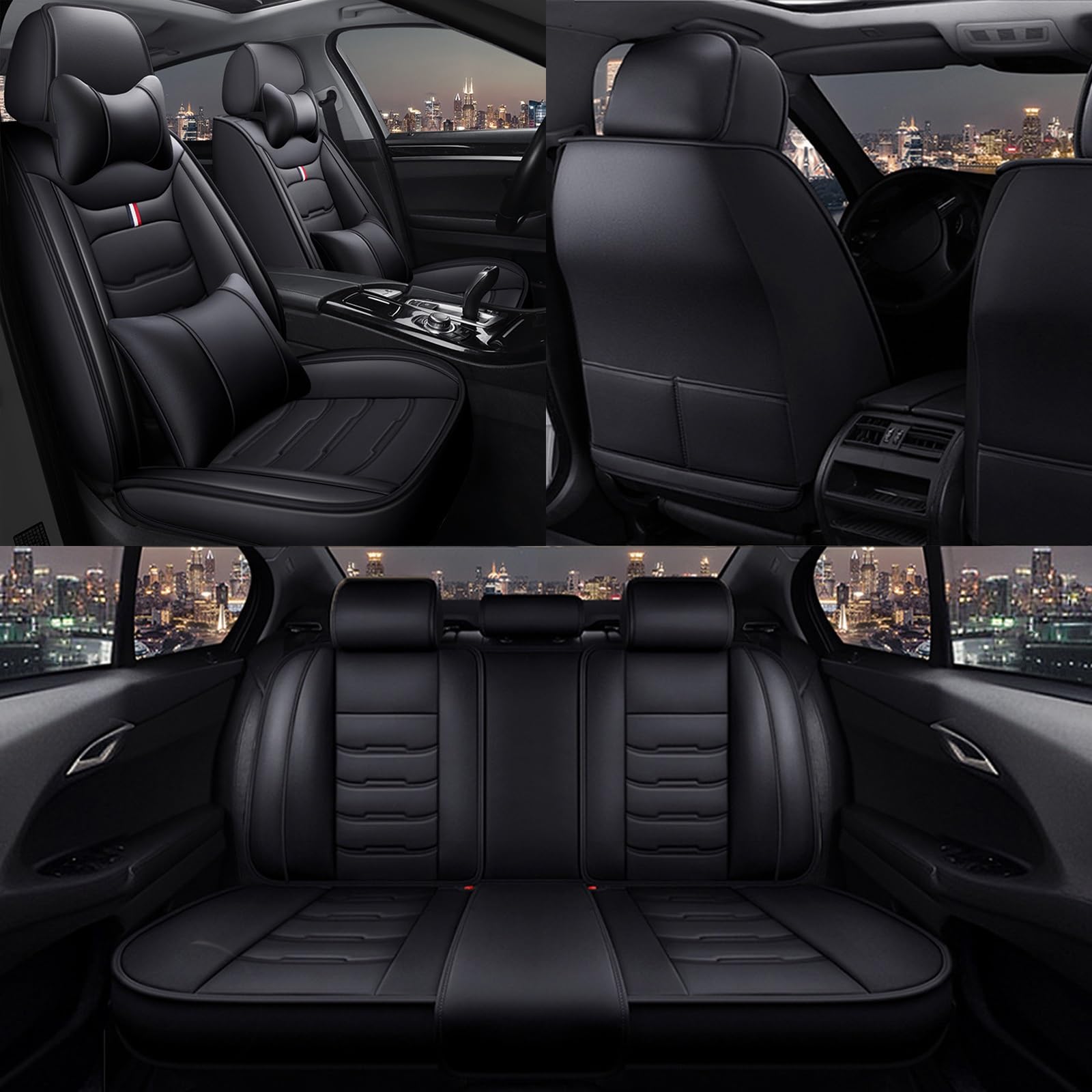 

Toyota Prius 30 Серия 40 Серия 50 Серия Чехлы на сиденья автомобиля Комплект из 5 штук Lobed neck чёрный