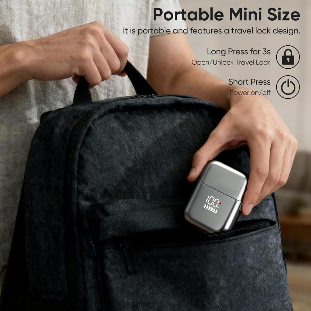 Elektrorasierer für Männer Gesicht, Taschenrasierer USB Mini-Rasierer, Elektrische Folienrasierer mit Typ C Wiederaufladbar und LED-Anzeige, IPX7 Wasserdicht