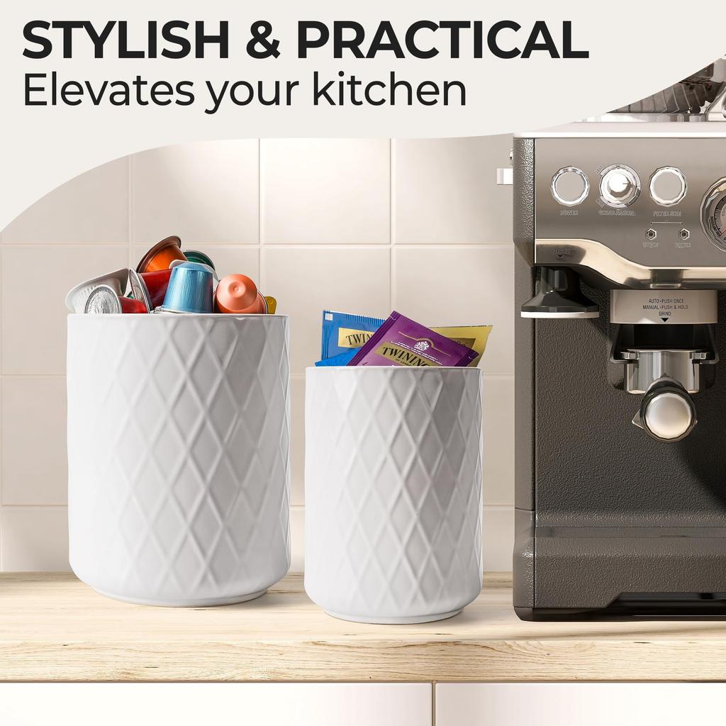 MIAMIO Ceramic Utensil Organizer Farmhouse Decor for Organizing Countertops and Storing Cooking and Accessories Palmanova Collection - Holder/Kitchen