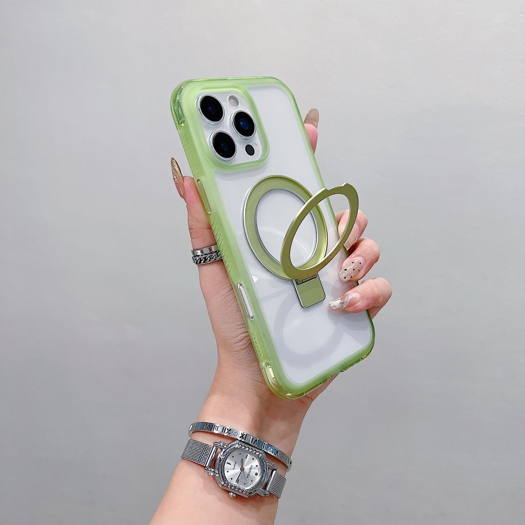 For iPhone 16 Pro Case Compatible with MagSafe Kickstand Clear TPU PC Phone Back Cover