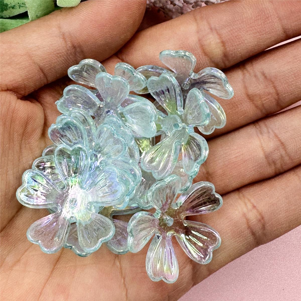 

10 шт. акриловые бусины-цветы, бусины для изготовления ювелирных изделий, бусины для ожерелья, кулоны 26,5 мм, бусины своими руками синий