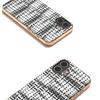 For iPhone 16 Plus Case Electroplating Edge Plaid Texture PU Leather+PC+TPU Phone Cover