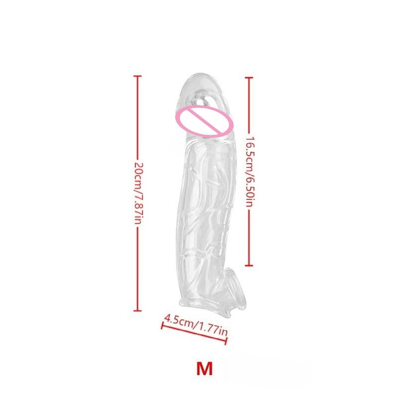 3 Size Reusable Penis Sleeve Soft Clear Cock Sleeve Penis Extender Adult Sex Toys for Men Women Durable Penis Enlarger Male