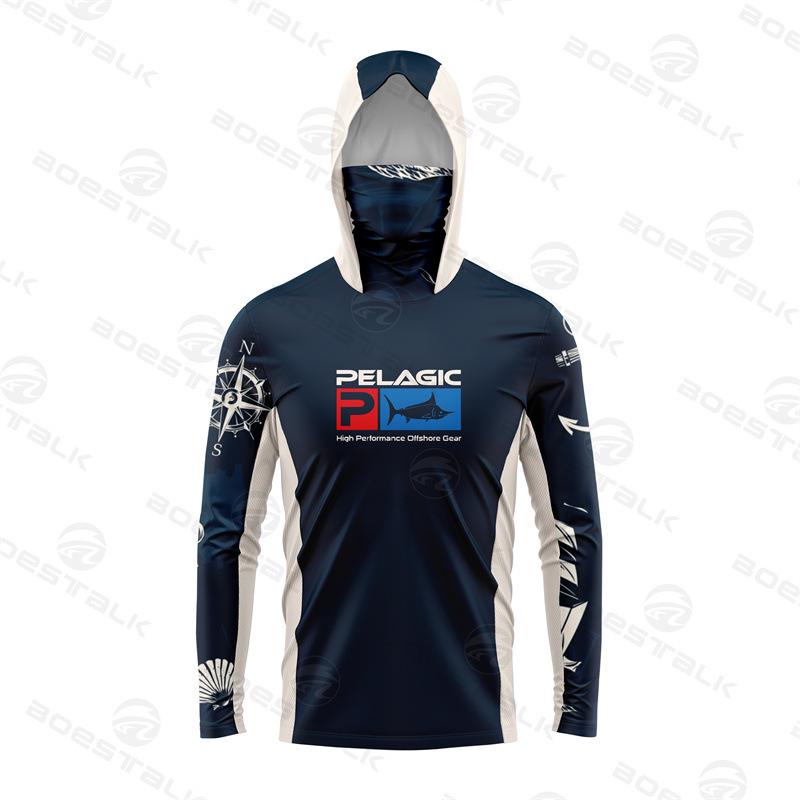 PELAGIC Ice Silk Sonnenschutz-Angel-Hoodie mit Nackenschutz – Leicht, Langarm für das Angeln mit Kunstködern im Freien