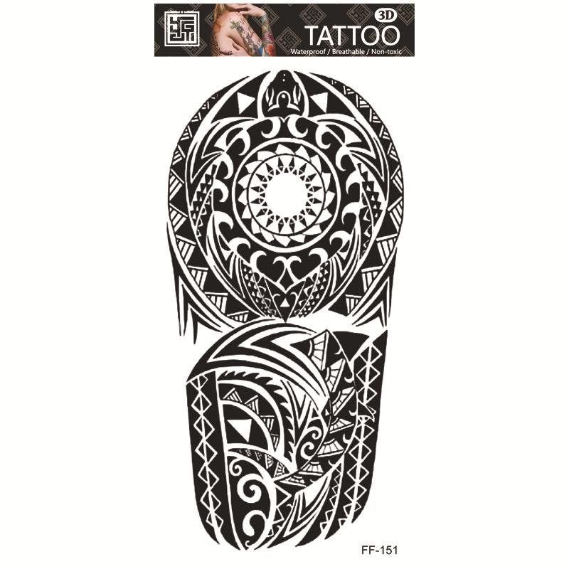 Adesivi per Tatuaggi Yuanhua Impermeabili con Totem Testa di Lupo e Testo Arabo