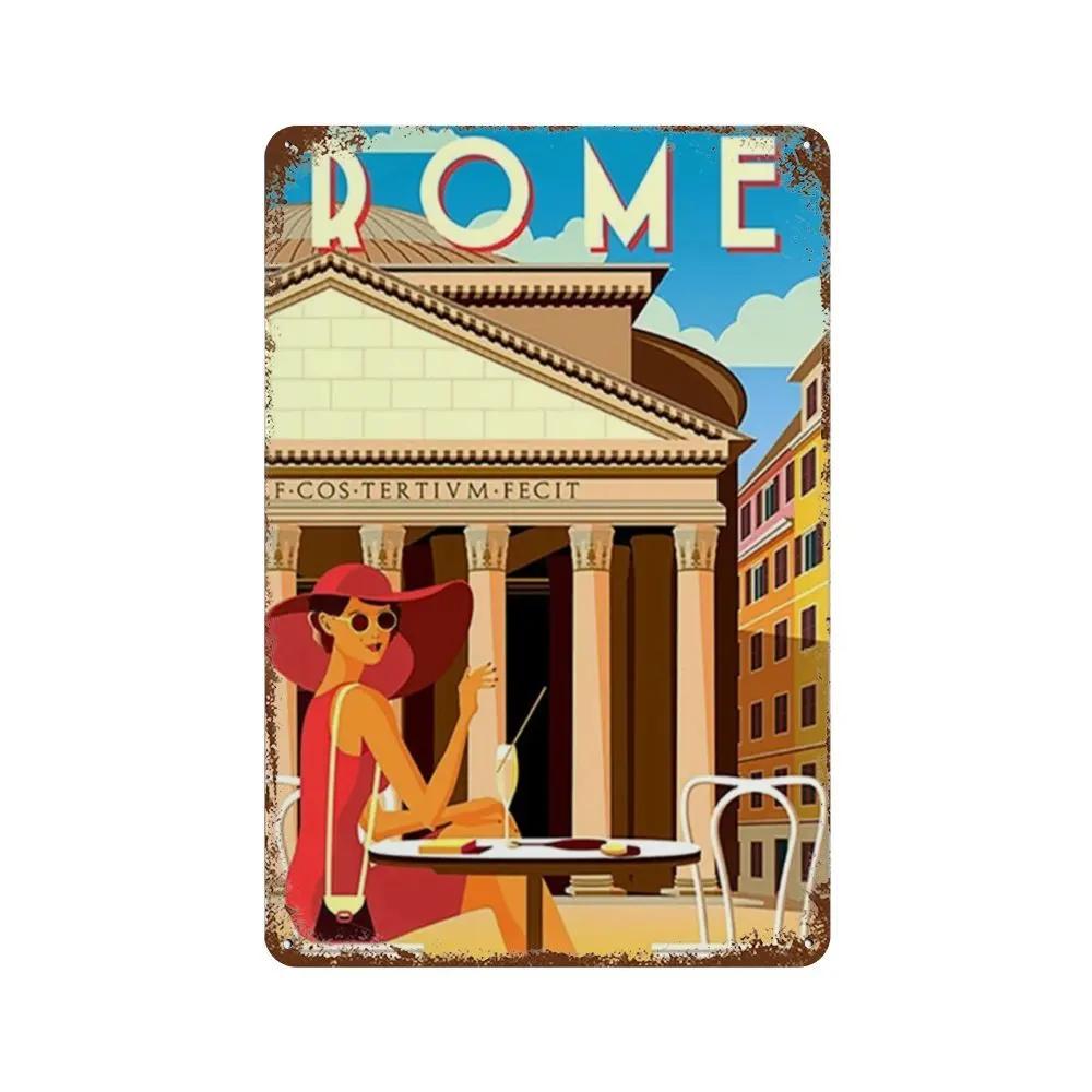 

Амстердам Лондон Исландия Бали Туристический плакат Металлическая алюминиевая табличка Ретро тарелки для клуба Мужская пещера Бар Отель Кафе Декор стен 20x30cm