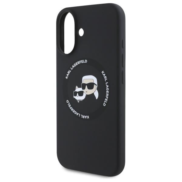 Karl Lagerfeld Klhmp16Sskchtck Iphone 16 6.1 Czarny/Black Hardcase Silicone Karl&Choupette Heads Magsafe