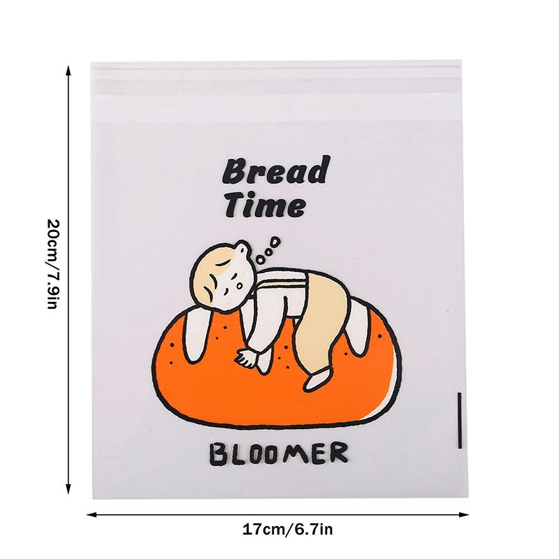 Cartoon Bread Storage Bags Self-Sealing Clear Plastic Packaging Bags For Sliced Bread Donuts Bagels Buns Resealable Bakery