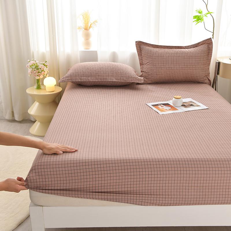 Washed Cotton Fitted Sheet featuring Elastic Bands Non Slip Adjustable Mattress Cover Printed  Pure Cotton  designed for Double King Queen