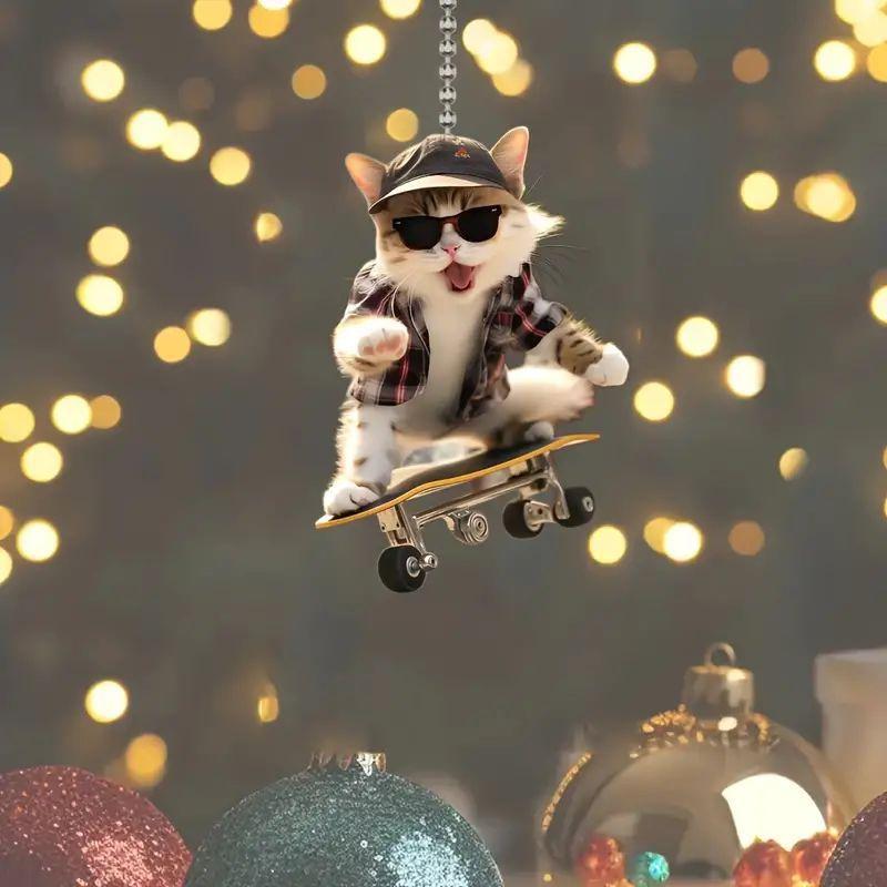 New Acrylic Flat 2D To Cool Skateboard Cat Pendant Pendant Backpack Pendant Keychain Pendant
