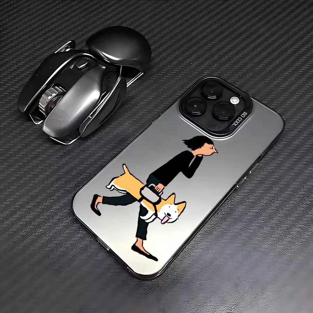 

Jean J-Jullien M-Minimalist Art Phone Case For iPhone17,16,15,14,13,12,11 Plus,Pro Max Colored Silver Plated Inside Cover iPhone12