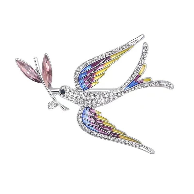 

Chic Swallow Shaped Brooch Crafted With Premium Enamel And Rhinestones Embellishments Dateless Jewelry Piece фиолетовый