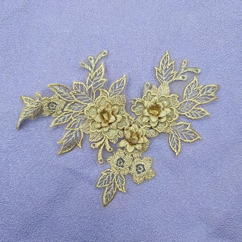 1pair Embroidered Three-dimensional Lace On Flower Wedding Dress Accessories DIY Lace Stickers Bridal Dress Decoration