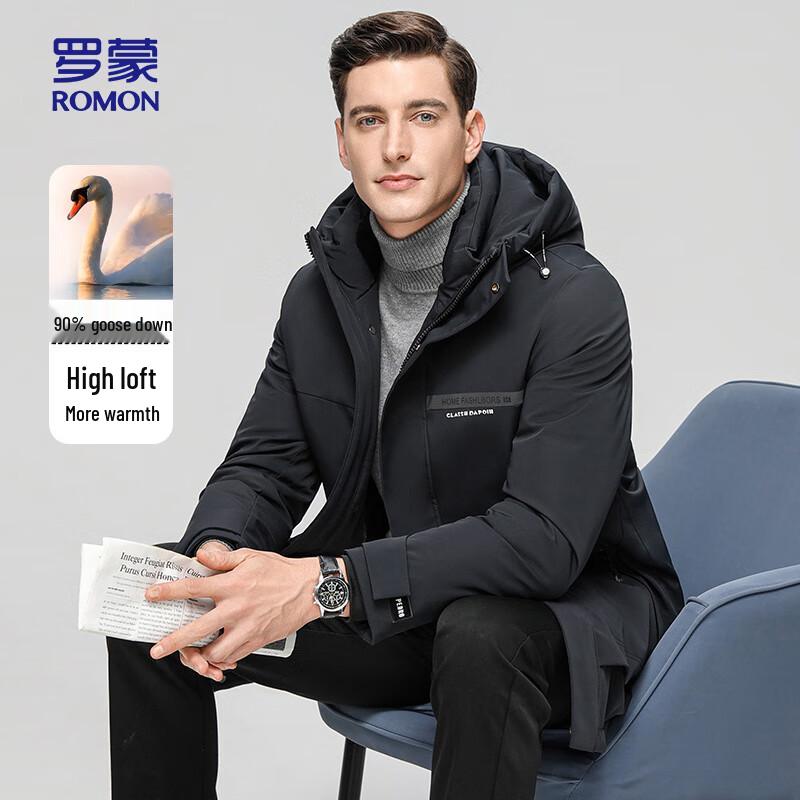ROMON Men s Winter Goose Down Mid-Length Business Casual Jacket M
