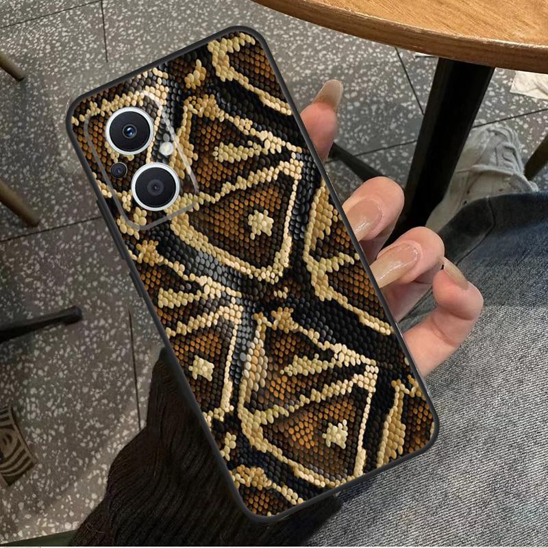 Snake Skin Print For OPPO Reno 7 8 Lite 8T 14F 13F 11F 12F 10 11 12 13 14 Pro OPPO Find X8 X5 X6 Pro Case