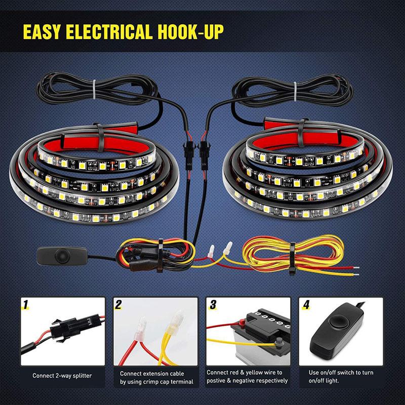 12V Waterproof Decorative Lamp Lighting LED Pickup Truck Carriage Cargo Bed Strip Light Bar Kit with Switch for SUV RVs Boats