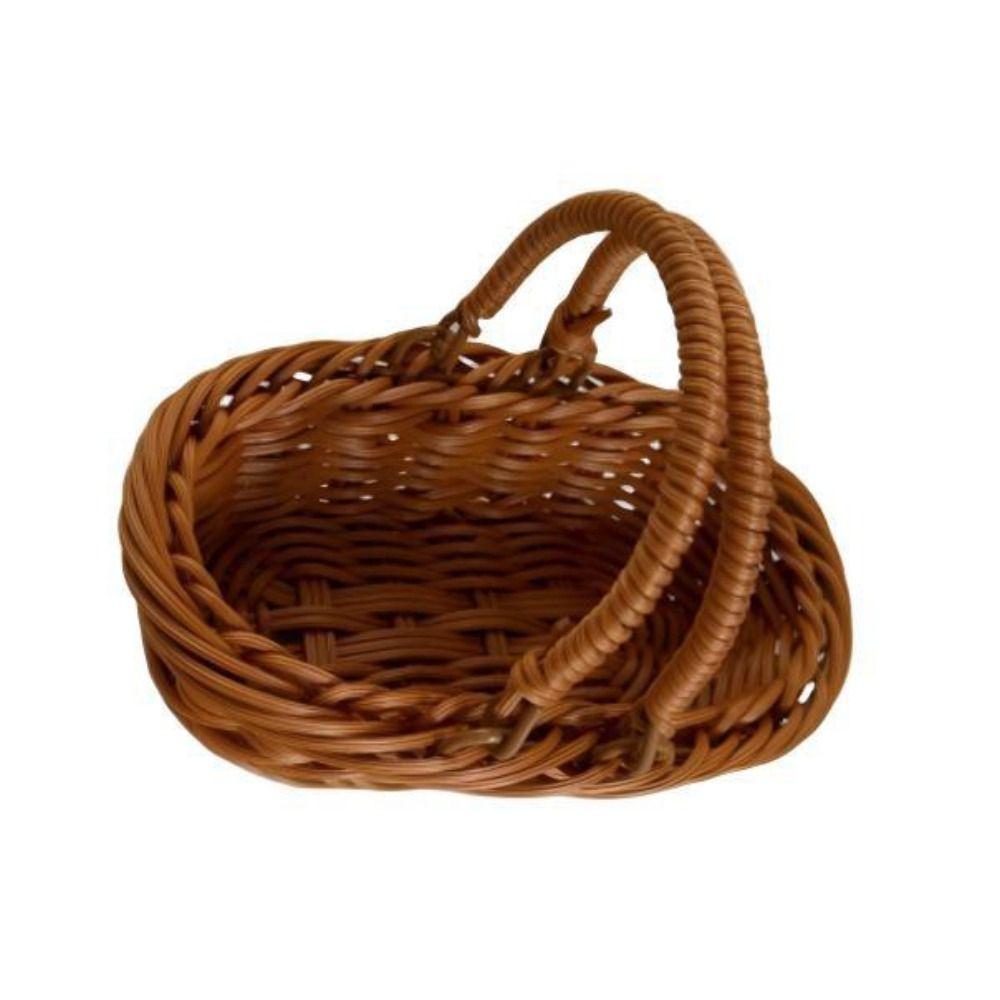 Simple Imitation Rattan Storage Basket Household Portable Bread Container Decorative Save Space Handheld Gift Box Restaurant Use