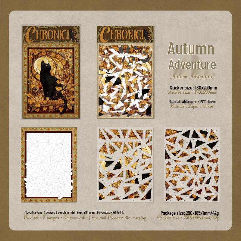 Наклейки-пазлы «Год Кота Янь Цзи» - Европейский ретро-коллаж с животными - 4 стиля