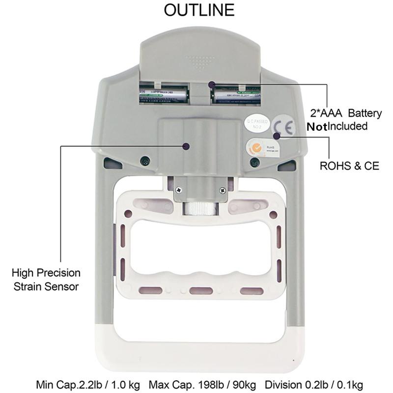Digitaler elektronischer Handdynamometer, Messgerät zur Messung der Griffstärke, automatische Erfassung der Handgriffkraft, 200 lbs 90 kg