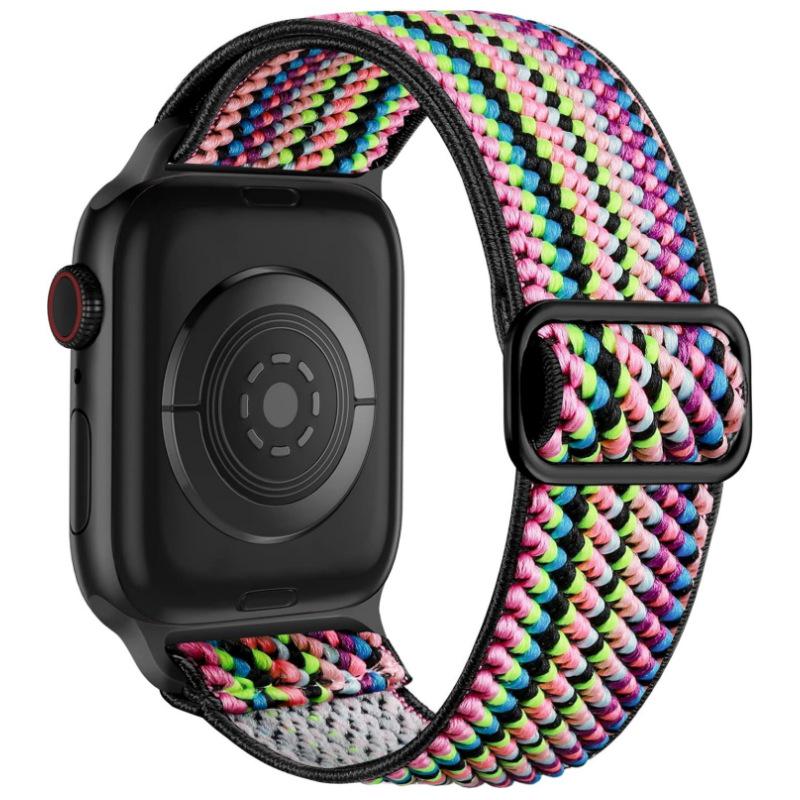 Braided Nylon Apple Smart Watch Strap with Adjustable Slide Buckle for All Series