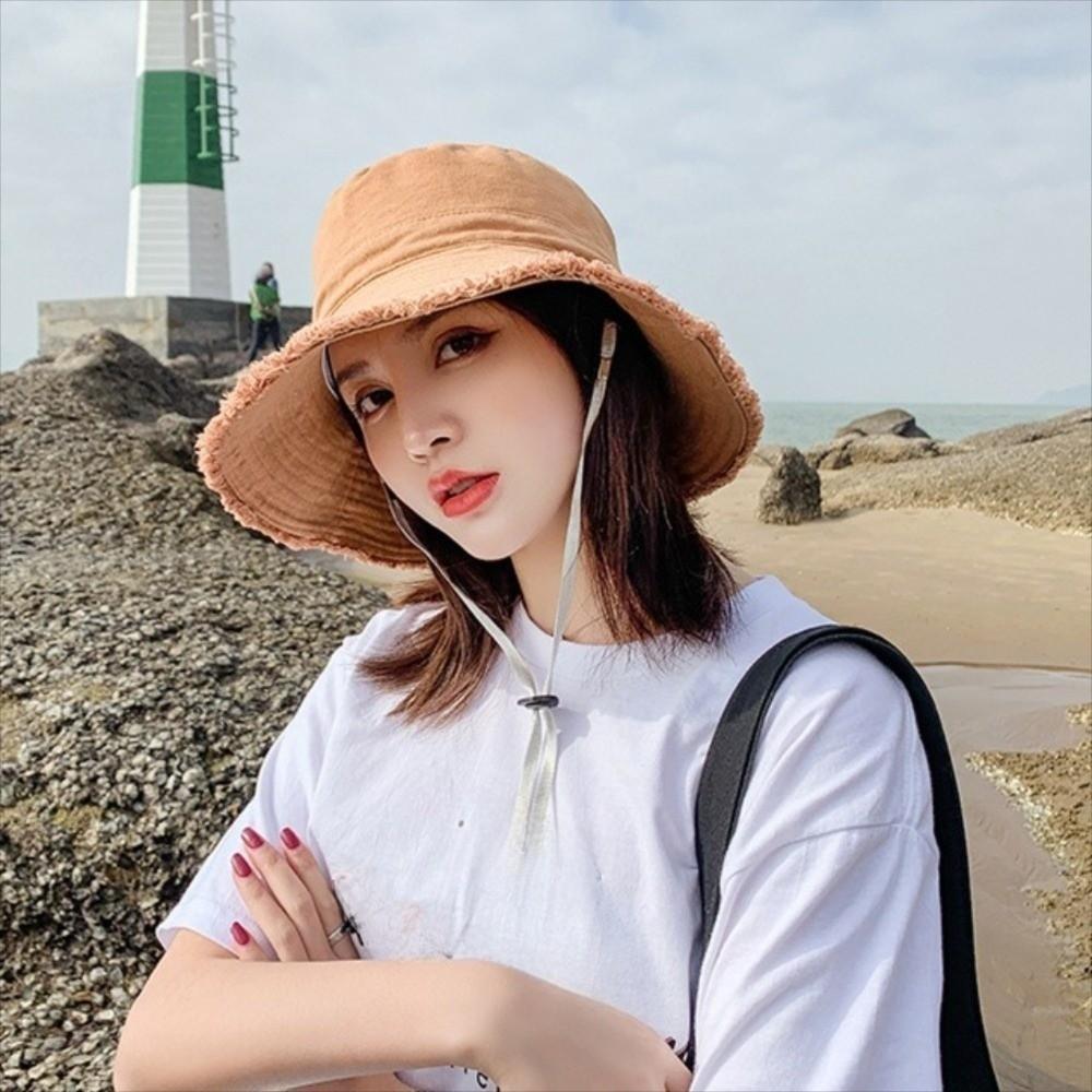 Sunscreen Denim Bucket Hat Big Brimmed Sunscreen Hat Casual Jeans Fisherman Hat  Girls