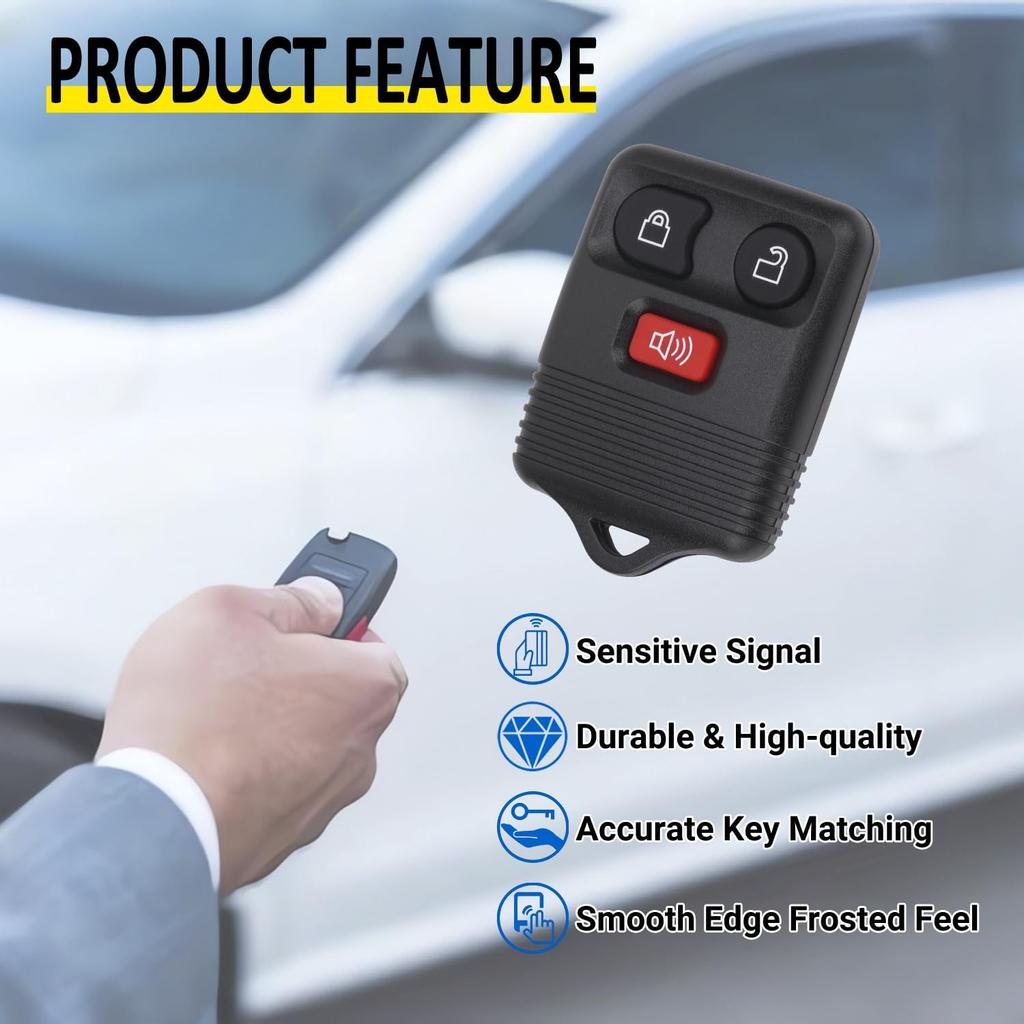 Keyless Entry Remote Key Fob Compatible with Ford F150 F250 F350 Escape Expedition Explorer Ranger, Lincoln, Mercury, Mazda and More, Replacement for