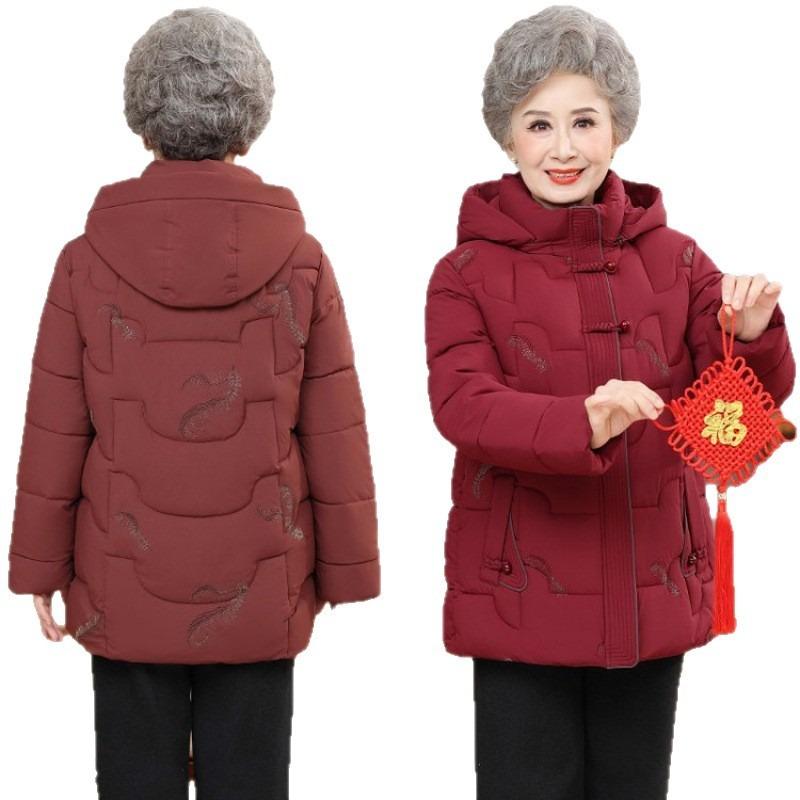 Women's padded clothes, winter clothes with cotton and thickened padded jackets, old ladies' high-end winter padded clothes, year-old padded jackets.