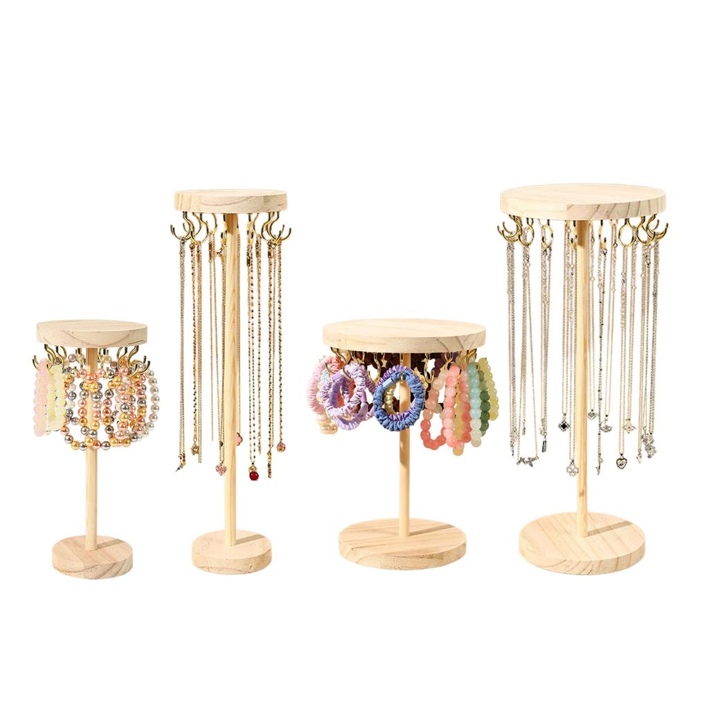 Fashionable Adjustable Sturdy Wood Necklace Holder Creative Jewelry Display Stand Portable for Space Saving Storage
