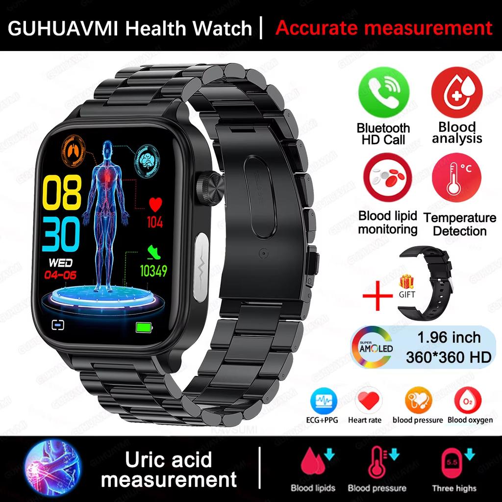 2025 New ECG+PPG Blood Fat Uric Acid Health Smartwatch Men Women Heart Rate Blood Pressure Bluetooth Call Smart Watch for IOS Android