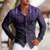 Moda Uomo Vintage Tribale Sportivo Festa Uomo Camicia Grafica Trasparente Collo a Revers Camicia Bottoni Casual Viola Blu Top
